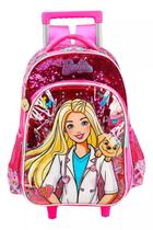 Mochila Escolar Infantil Barbie Veterinária Rosa - Luxcel