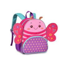Mochila Escolar Infantil Clio Pets Rosa Borboletas 13L