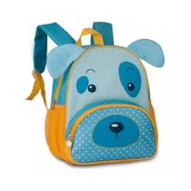 Mochila Escolar Infantil Com Alças Estampada Cachorro Azul 17L