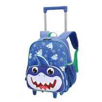 Mochila Escolar Infantil com Rodinhas Baby Tubarão MCK4945 Azul - Ponto Verde