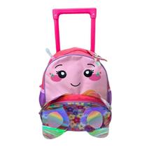 Mochila Escolar Infantil com Rodinhas Borboleta IN2590KR Rosa - Tututti