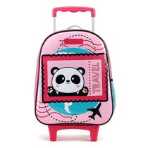 Mochila Escolar Infantil com Rodinhas Panda 12310 Rosa - Xeryus