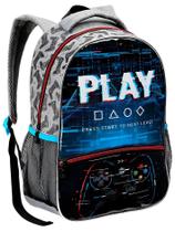 Mochila Escolar Infantil Cor Azul/Cinza Play Game - Seanite