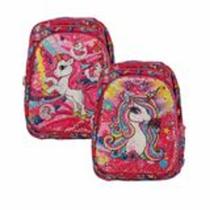 Mochila Escolar Infantil Costa Com Led e Lantejoula Unicórnio Rosa