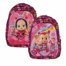 Mochila Escolar Infantil Costa Lantejoula e Led Cry Babies Lilás