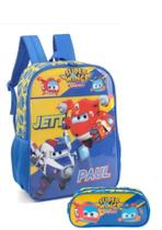 Mochila Escolar Infantil Costas Estojo Super Wings