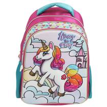 Mochila Escolar Infantil Costas Reforçada Unicórnio Poney 3D