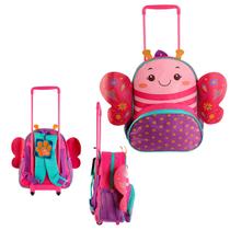 Mochila Escolar Infantil de Borboleta com Rodinhas Alças para as Costas Acolchoadas Para Escolinha Creche Crianças