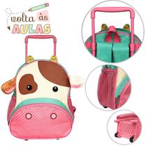 Mochila Escolar Infantil de Rodinha - Vaca