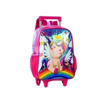 Mochila Escolar Infantil de Rodinhas Unicornio