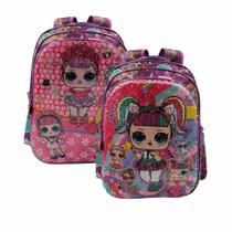 Mochila Escolar Infantil Feminina Lantejola Reversível Reforçada LO.L