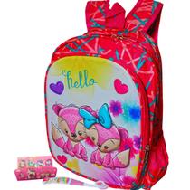 mochila escolar infantil Feminina Raposinha Desenho em 3D