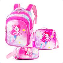 Mochila Escolar Infantil Grande Costas Kit Lancheira Estojo