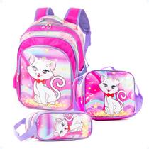 Mochila Escolar Infantil Grande Costas Kit Lancheira Estojo