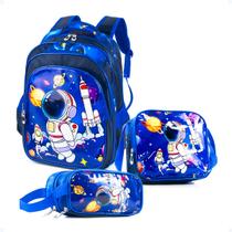 Mochila Escolar Infantil Grande Costas Kit Lancheira Estojo