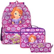 Mochila Escolar Infantil Grande Menina Princesa Sofia Roxa