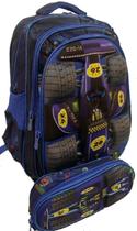 Mochila Escolar Infantil Juvenil relevo 3D e Estojo Escolar