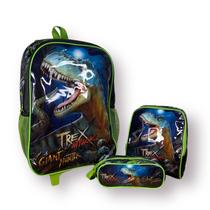 Mochila Escolar Infantil + Kit Estojo e Lancheira T-Rex Clio TX23016