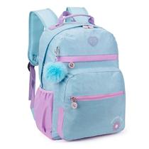 Mochila Escolar Infantil KK24M14 Azul Claro Roxo - Kika