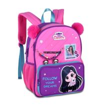Mochila Escolar Infantil Luluca Feminina com pompom e pingente Mochila Escolar Infantil Luluca Feminina com pompom e pingente