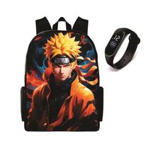 Mochila Escolar Infantil Mais Relógio Digital Led Bolsa Naruto Juvenil