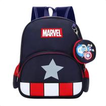 Mochila Escolar Infantil Marvel Capitão America Azul Escuro - MochilasInfantil