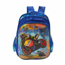 Mochila Escolar Infantil Masculina 3D Moto WL-C143