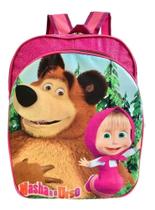 Mochila Escolar Infantil Masha E O Urso Glitter Costas M F5 Mochila Escolar Infantil Masha E O Urso Glitter Costas M F5