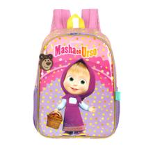 Mochila Escolar Infantil Masha e o Urso Violeta