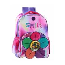 Mochila Escolar Infantil Menina Flor Tamanho Grande Reforçada