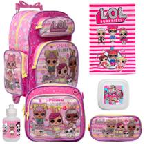 Mochila Escolar Infantil Menina LOL Rosa Rodinhas + Itens