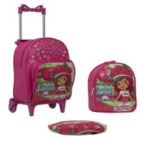 Mochila Escolar Infantil Menina Moranguinho Carrinho Rosa