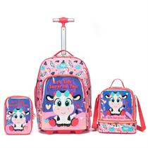 Mochila Escolar Infantil Menina Rodinha Estojo Lancheira Mochila Escolar Infantil Menina Rodinha Estojo Lancheira