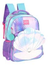 Mochila Escolar Infantil Meninas Grande Concha Sereia 41cm