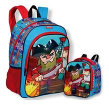 Mochila Escolar Infantil Meninos Costas Piratas Lancheira G