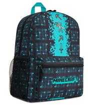 Mochila Escolar Infantil Minecraft - Com Bolso Frontal Azul