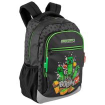 Mochila Escolar Infantil Minecraft Oficial 2 Compartimentos Sestini Preta