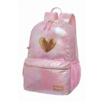 Mochila Escolar Infantil Patch Coração Glitter Dourado Packme Cloe Mochila Escolar Infantil Patch Coração Glitter Dourado Packme Cloe