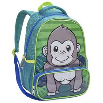 Mochila Escolar Infantil Pequena Creche Pré-escola Passeio Menino Gorila Verde Mochila Escolar Infantil Pequena Creche Pré-escola Passeio Menino Gorila Verde