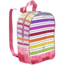 Mochila Escolar Infantil Pvc Cristal Rosa Com Colorido Enjoy