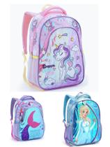 Mochila Escolar Infantil Sereia Unicórnio Frozen Seanite Holográfica Menina Feminina