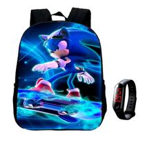 Mochila Escolar Infantil Sonic + Relógio - Stampart