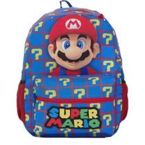 Mochila Escolar Infantil Super Mario 41cm Alça Ajustável