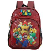 Mochila Escolar Infantil Super Mario Luigi Yoshi Passeio - Vinho