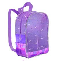 Mochila escolar infantil trendy purple lilás holográfica dac