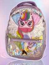 Mochila Escolar Infantil Unicórnio Costas Grande Menina 16 Polegadas