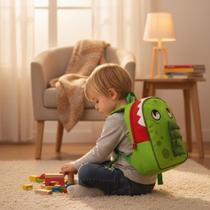 Mochila Escolar Infantil Unissex Dinossauro Pequenina 10L Material Resistente para Maternal