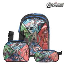 Mochila Escolar Infantil Vingadores Marvel Lancheira+Estojo