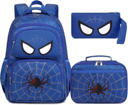 Mochila Escolar JIANYA Spider para Meninos - com Lancheira e Estojo
