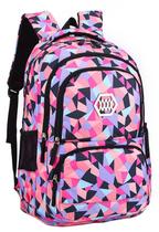 Mochila escolar JiaYou Girl com estampa geométrica 35L preta 5-20 anos Mochila escolar JiaYou Girl com estampa geométrica 35L preta 5-20 anos